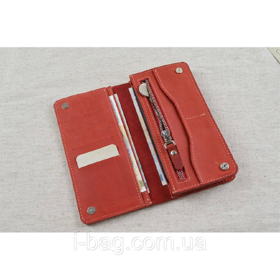 Жіночий шкіряний гаманець клатч BGS червоний BGS3222, фото 1