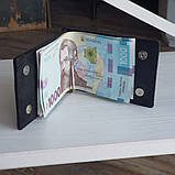 Маленький гаманець BGS з притиском для грошей шкіряний чорний BGS3225, фото 2