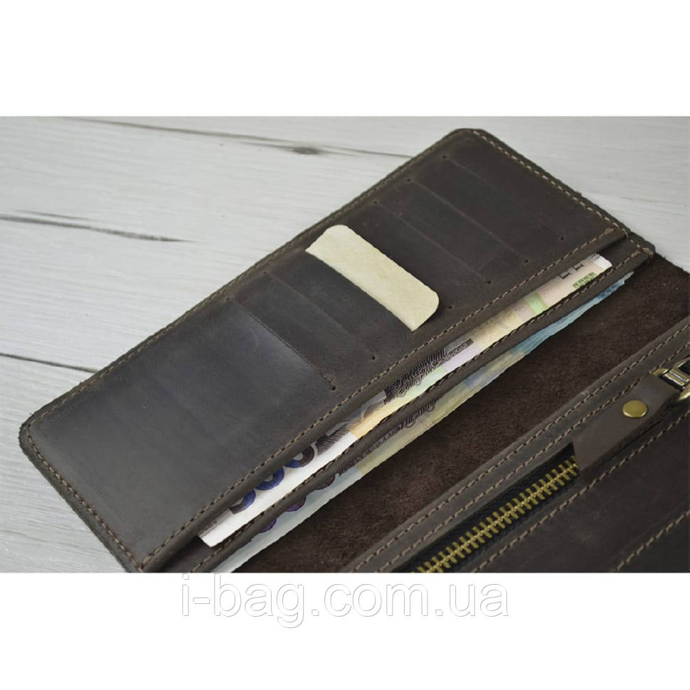 Чоловічий шкіряний гаманець з монетницею на блискавці BGS коричневий BGS3230, фото 1
