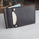 Маленький гаманець BGS з притиском для грошей шкіряний коричневий BGS3235, фото 2