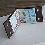 Маленький гаманець BGS з притиском для грошей шкіряний коричневий BGS3235, фото 3