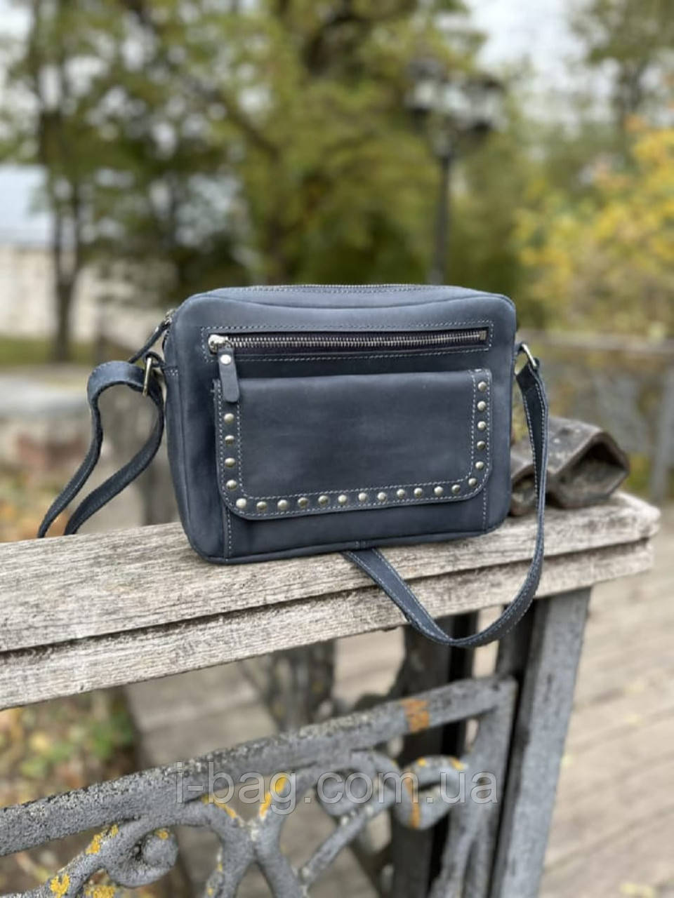 Жіноча шкіряна сумка через плече BGS синя BGS3238, фото 1