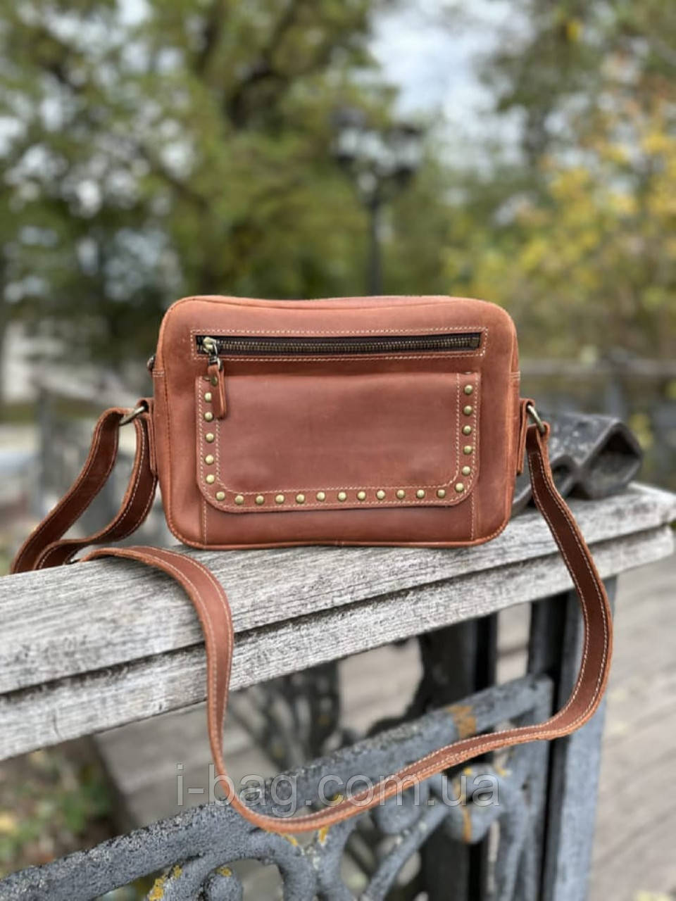 Жіноча шкіряна сумка через плече BGS коньячна BGS3239, фото 1
