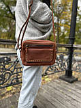 Жіноча шкіряна сумка через плече BGS коньячна BGS3239, фото 2