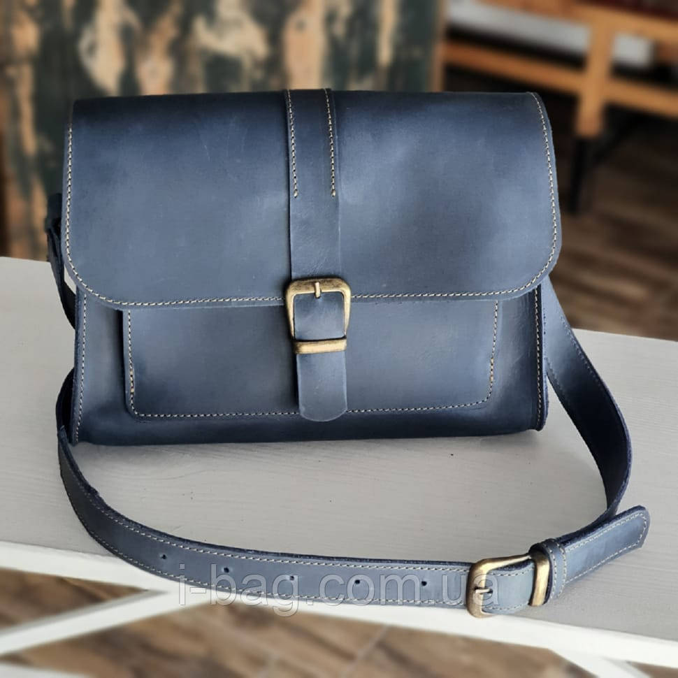 Жіноча сумка через плече BGS шкіряна синя BGS3241, фото 1