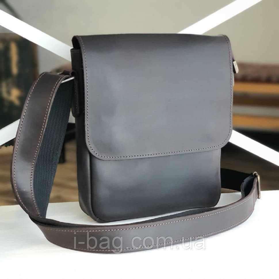 Чоловіча шкіряна сумка через плече BGS коричнева 23*20*5 см BGS3247, фото 1