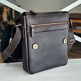 Чоловіча шкіряна сумка через плече BGS коричнева 23*20*5 см BGS3247, фото 2