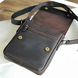 Чоловіча шкіряна сумка через плече BGS коричнева 23*20*5 см BGS3247, фото 4