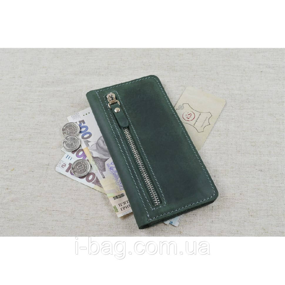 Жіночий шкіряний гаманець купюрник BGS зелений BGS3264, фото 1
