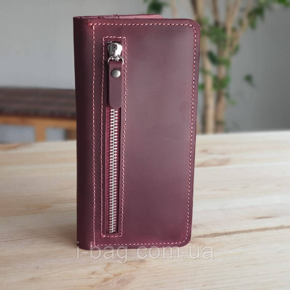 Жіночий шкіряний гаманець купюрник BGS бордовий BGS3266, фото 1