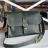 Жіноча шкіряна сумка через плече BGS зелена BGS3269, фото 2