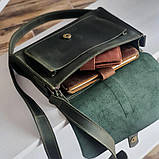 Жіноча шкіряна сумка через плече BGS зелена BGS3269, фото 4