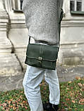 Жіноча шкіряна сумка через плече BGS зелена BGS3269, фото 5