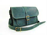 Жіноча шкіряна сумка через плече BGS зелена BGS3269, фото 6
