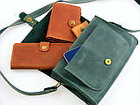Жіноча шкіряна сумка через плече BGS зелена BGS3269, фото 8