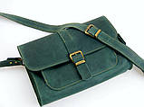 Жіноча шкіряна сумка через плече BGS зелена BGS3269, фото 9