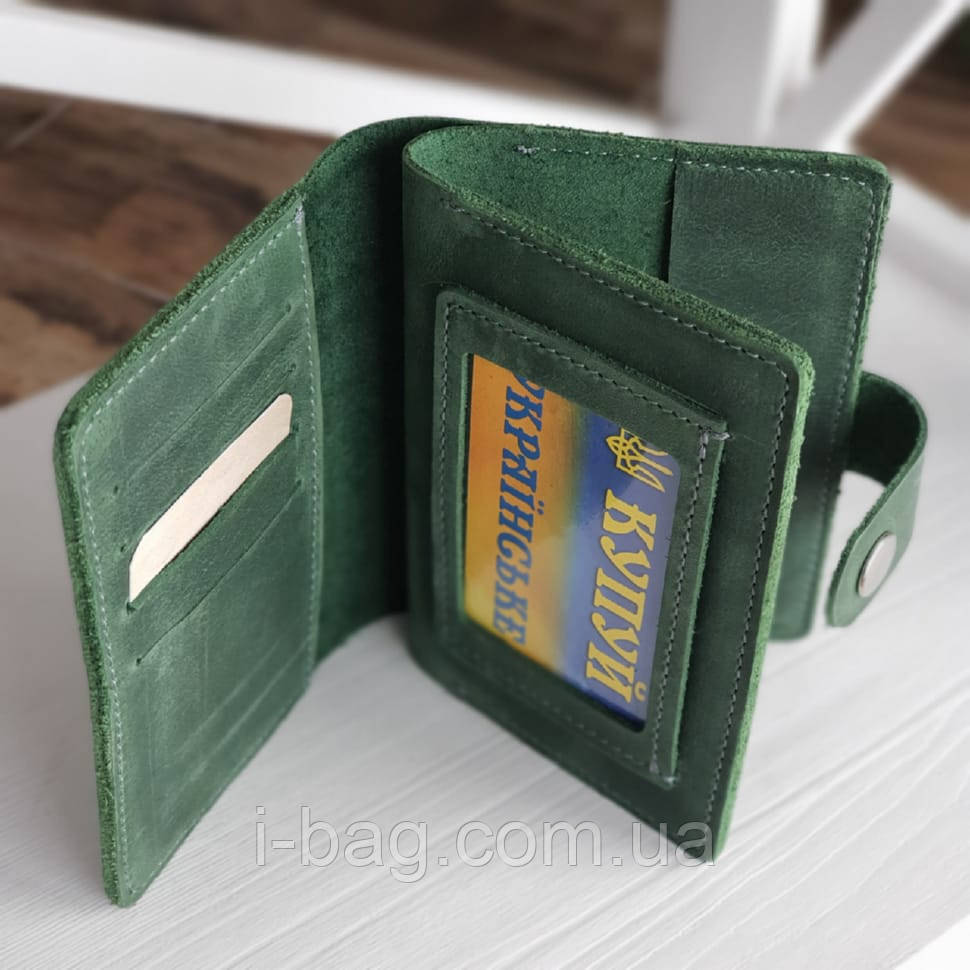 Шкіряна обкладинка для документів BGS зелена BGS3283, фото 1