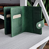 Шкіряна обкладинка для документів BGS зелена BGS3283, фото 3