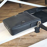 Чоловіча шкіряна сумка через плече BGS чорна 23*20*5 см BGS3288, фото 3