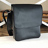 Чоловіча шкіряна сумка через плече BGS чорна 23*20*5 см BGS3288, фото 4