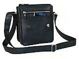 Чоловіча шкіряна сумка через плече BGS чорна 23*20*5 см BGS3288, фото 7