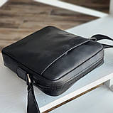 Чоловіча шкіряна сумка кросс боді BGS чорна 22*20*5 см BGS3289, фото 2
