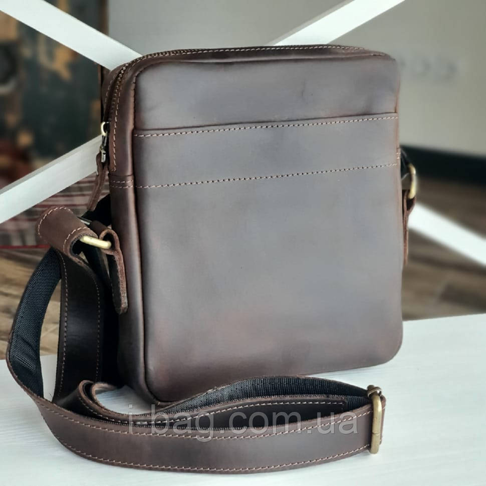 Чоловіча шкіряна сумка крос боді BGS коричнева 22*20*5 см BGS3290, фото 1