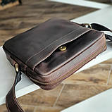 Чоловіча шкіряна сумка крос боді BGS коричнева 22*20*5 см BGS3290, фото 2