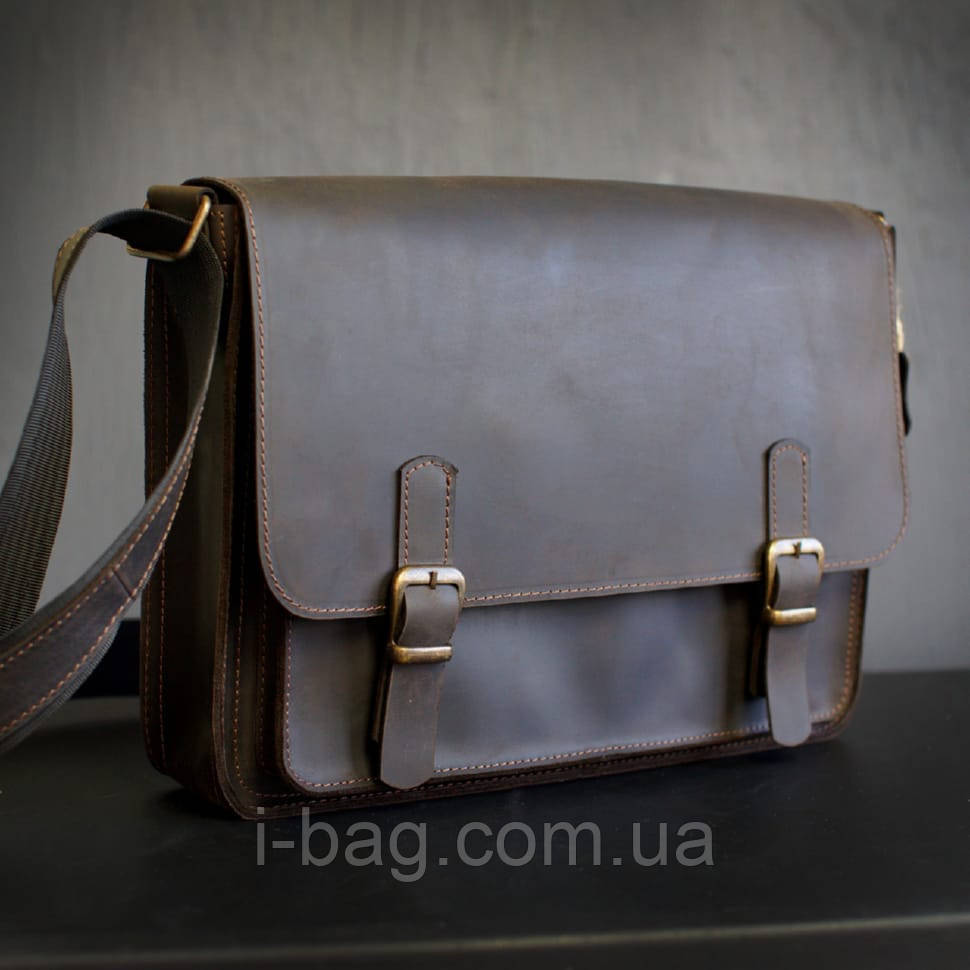 Чоловіча шкіряна сумка для документів А4 BGS 25*35*7 см коричнева BGS3294, фото 1