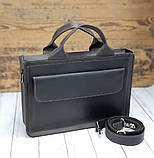 Шкіряна сумка для документів і невеликого ноутбука BGS коричнева BGS3295, фото 2