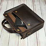 Шкіряна сумка для документів і невеликого ноутбука BGS коричнева BGS3295, фото 3