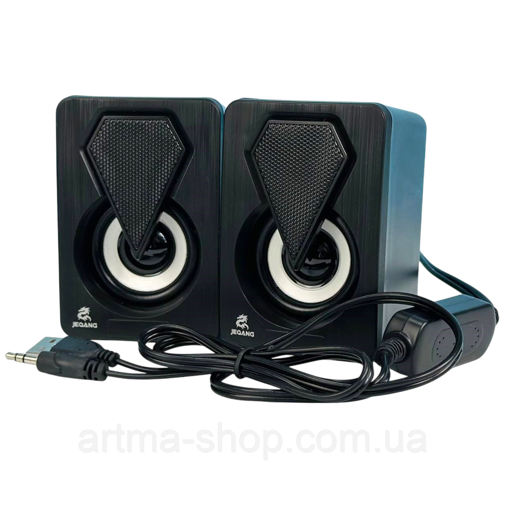 Колонки комп'ютерні JEQANG JS-702 з RGB підсвічуванням, Потужність 6Вт, 13,3х8,5х10,8 см, фото 1
