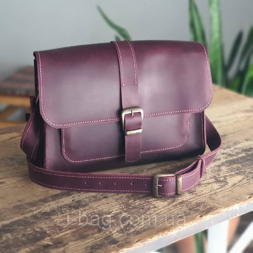 Жіноча шкіряна сумка через плече BGS бордова BGS3298, фото 1