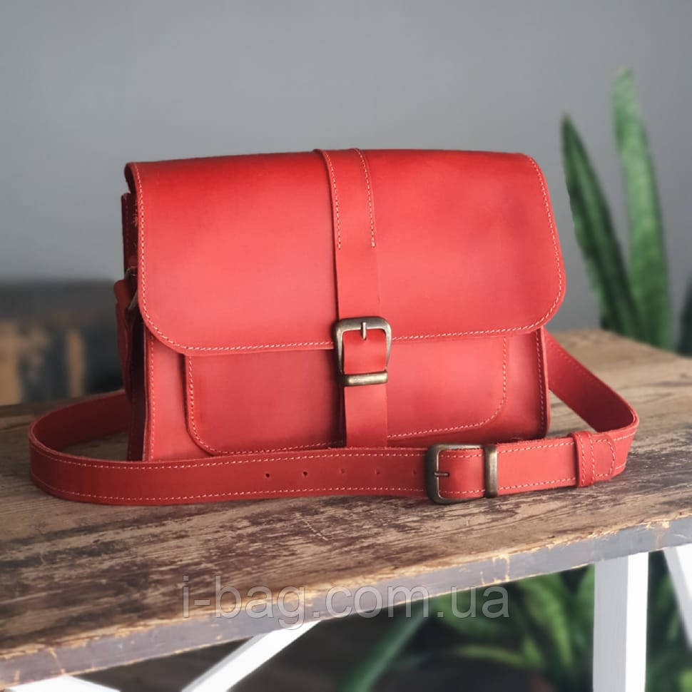 Жіноча шкіряна сумка через плече BGS червона BGS3300, фото 1