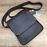 Чоловіча шкіряна сумка BGS 23*21*6 см коричнева BGS3301, фото 3