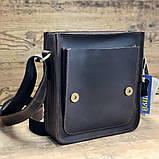 Чоловіча шкіряна сумка BGS 23*21*6 см коричнева BGS3301, фото 4