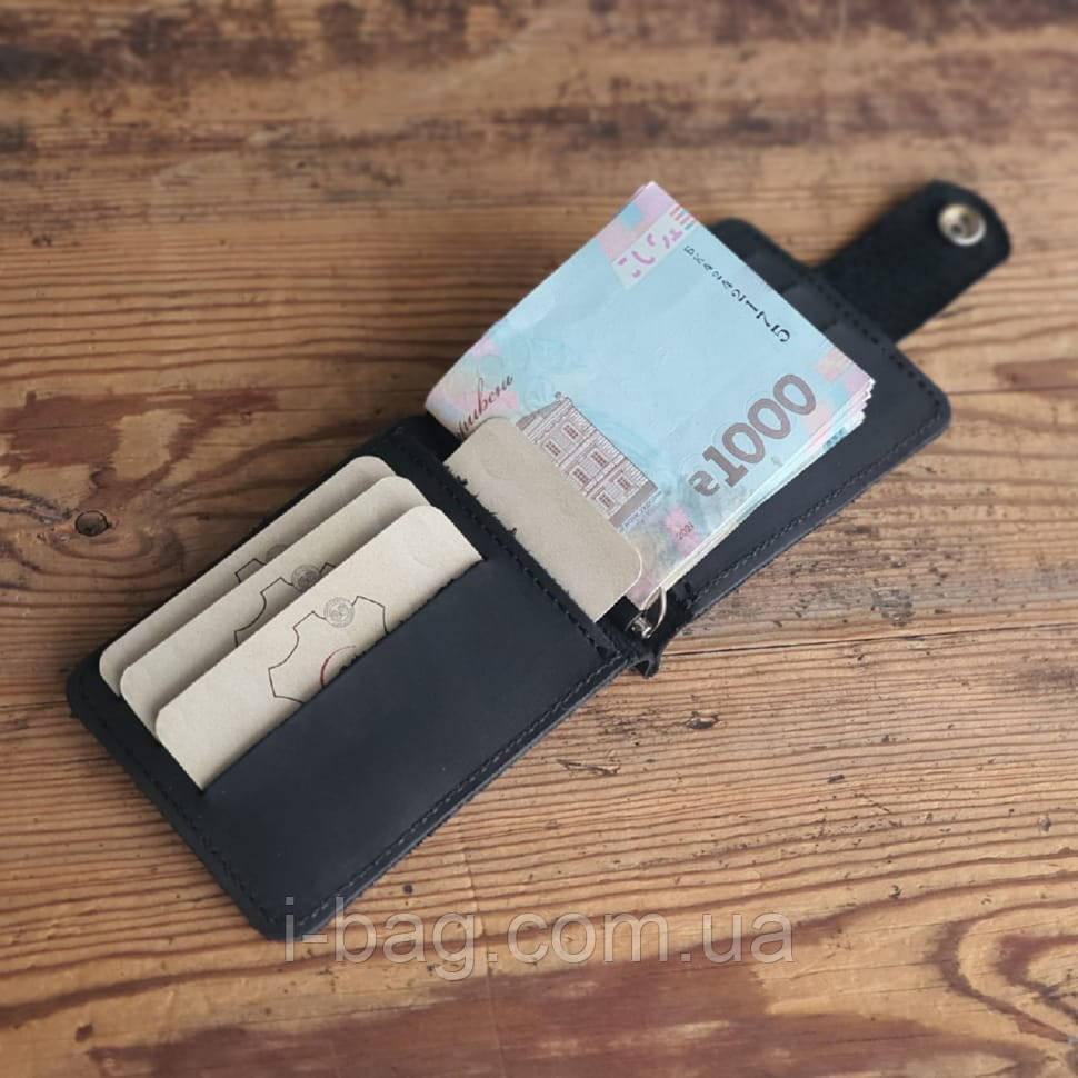 Затиск для грошей BGS шкіряний чорний BGS3308, фото 1