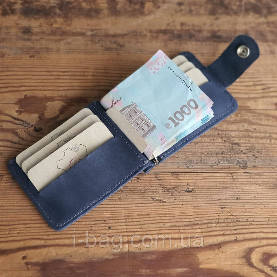 Затиск для грошей BGS шкіряний синій BGS3310, фото 1