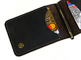 Тонкий шкіряний гаманець затискач для грошей BGS коричневий BGS3312, фото 3