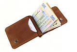 Тонкий шкіряний гаманець затискач для грошей BGS коньячний BGS3313, фото 2