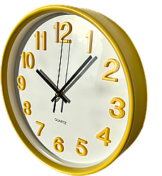 Настінний годинник Безшумний (30 см) OH-252-Yellow QUARTZ жовтий в спальню дитячу