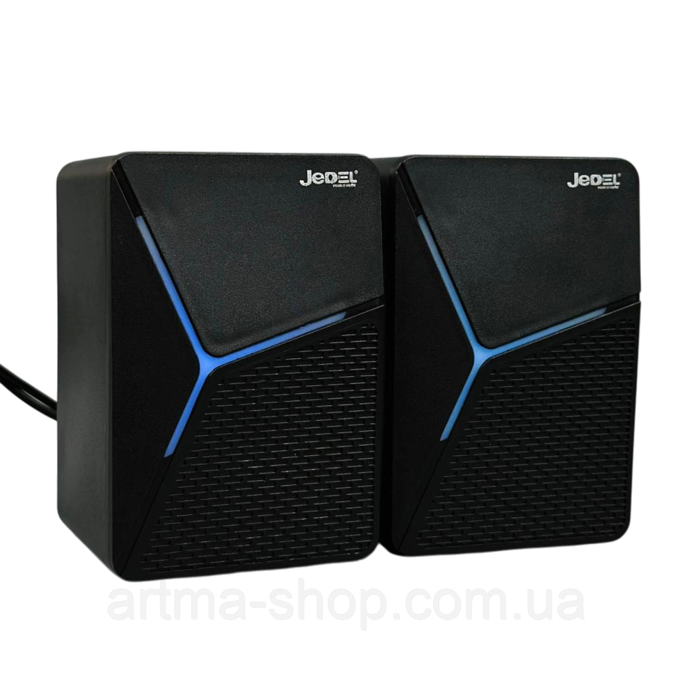 Колонки комп'ютерні Jedel S-553 з RGB підсвічуванням, USB+3.5mm, Потужність 6Вт, 10,0х6,7х6,5 см, чорні
