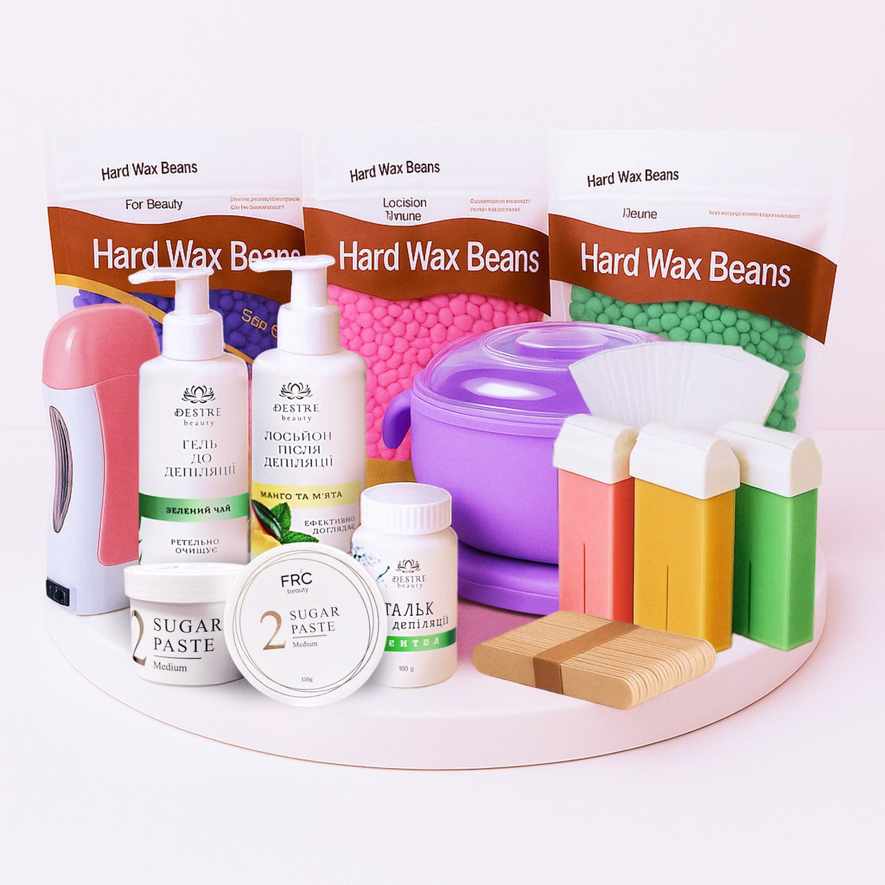 Набір для депіляції MAX з силіконовим воскоплавом, 14 предметів, Фіолетовий, фото 1