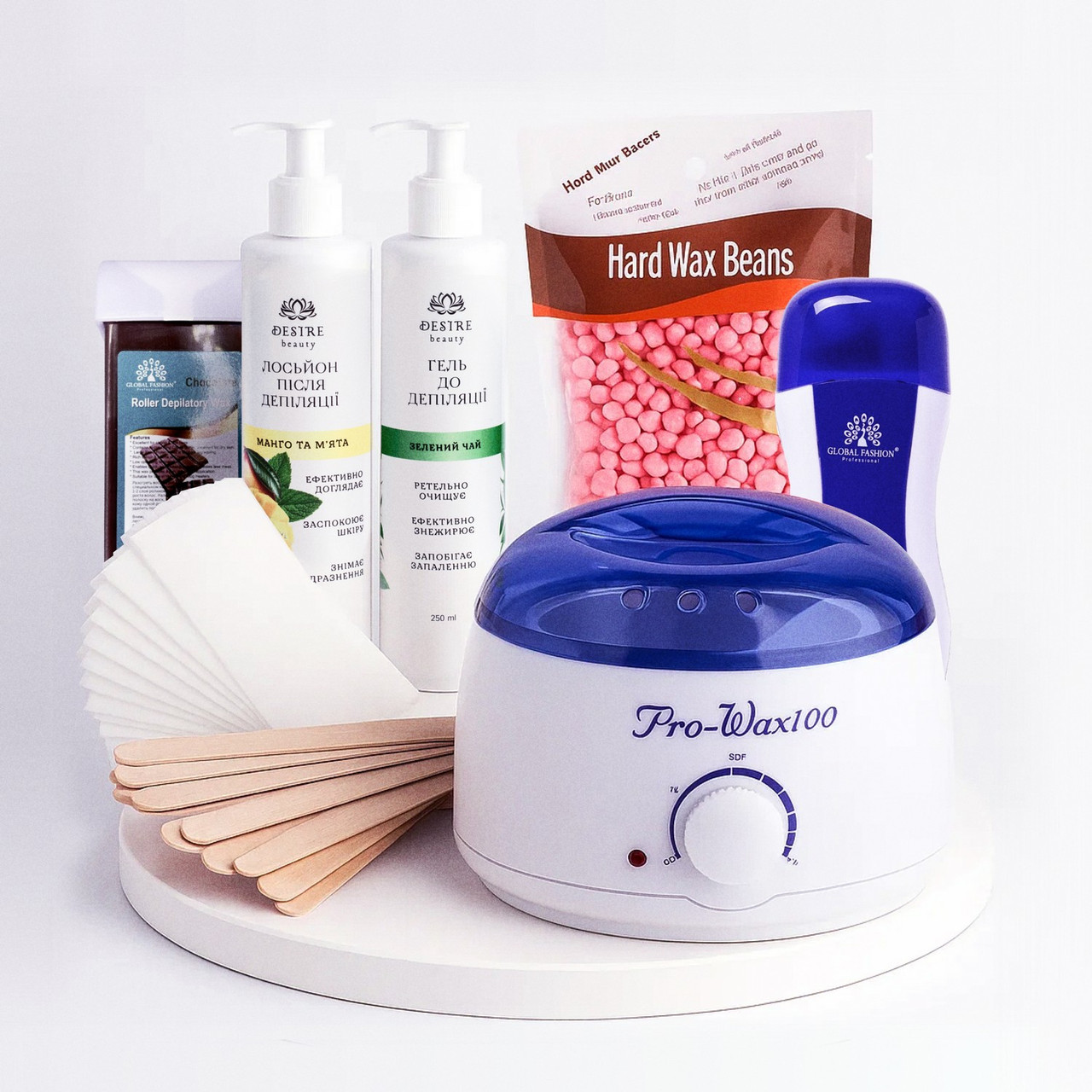 Набір для депіляції WAX MASTER, Шпателі, засіб До та Після депіляції, фото 1