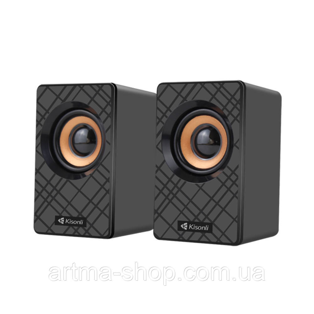 Комп'ютерні колонки Kisonli KS-01, Поотужність 6Вт, 10,3х6,4х6,4 см, чорні, фото 1