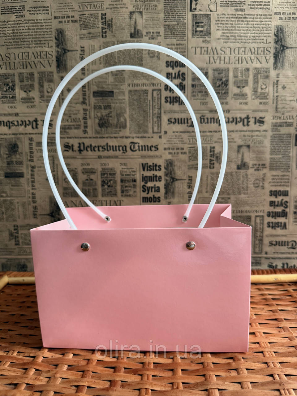 Сумочка для квітів пудрова велика, фото 1