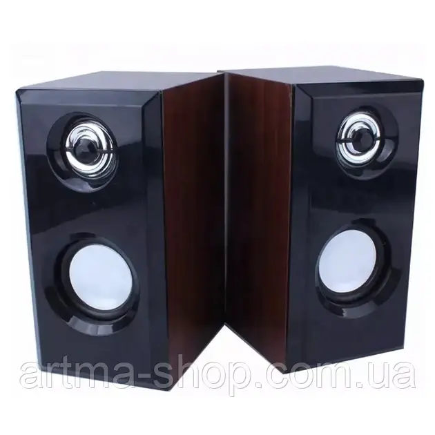 Комп'ютерні колонки Kisonli T-001, Потужність 6Вт, пвд дерево, 15,0х9,5х7,5 см, чорні