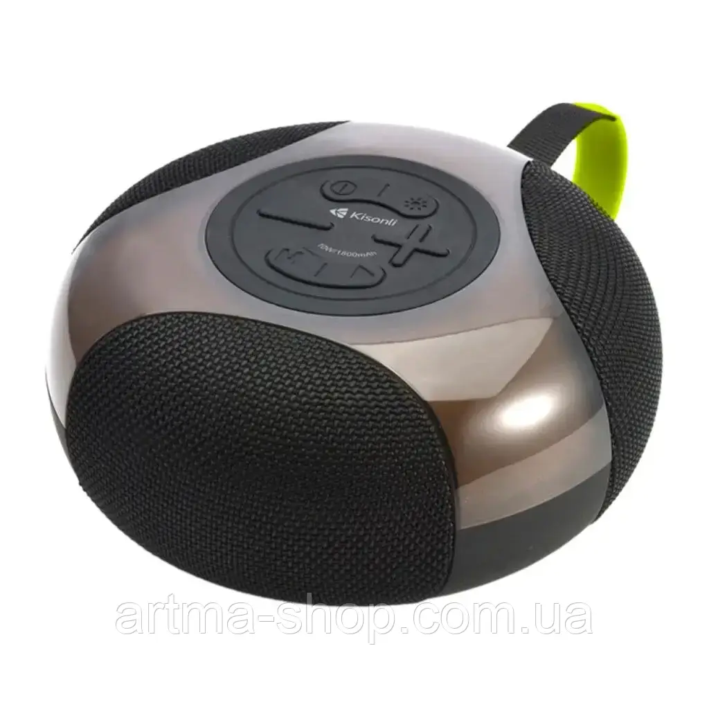 Портативна колонка Kisonli T9 з RGB-підсвічуванням, Потужність 10Вт, 1800mAh, IPX6, 16,0х14,0х8,5 см, чорна