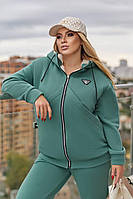 Жіночий теплий батальний костюм на овчині з капюшоном, фото 9