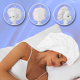 Шапка для сну жіноча на голову атласна із синтетичного штучного шовку Hechpro біла (04), фото 5